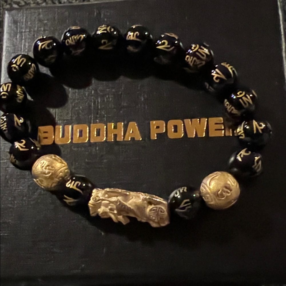 Preowned Buddha Power Authentic Feng Shui Black Obsidian Wealth Luck Bracelet
